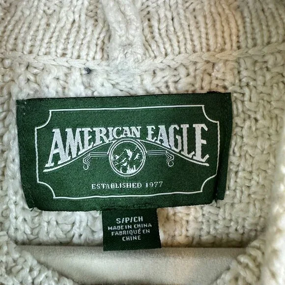 American Eagle Cream Knit Pullover Sweater 3D Print Womens Size S Grandmacore - Picture 6 of 11